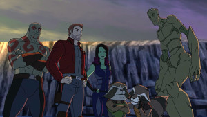 MARVEL'S GUARDIANS OF THE GALAXY - "We Are Family" - Rocket is abducted and taken back to his home planet, Half World, where he gets caught up in a revolution of evolved former test subject animals. "Marvel's Guardians of the Galaxy" premieres Saturday, November 21 (9:30 PM - 10:00 PM ET/PT) on Marvel Universe on Disney XD. (Disney XD) DRAX, STAR LORD, GAMORA, ROCKET, GROOT