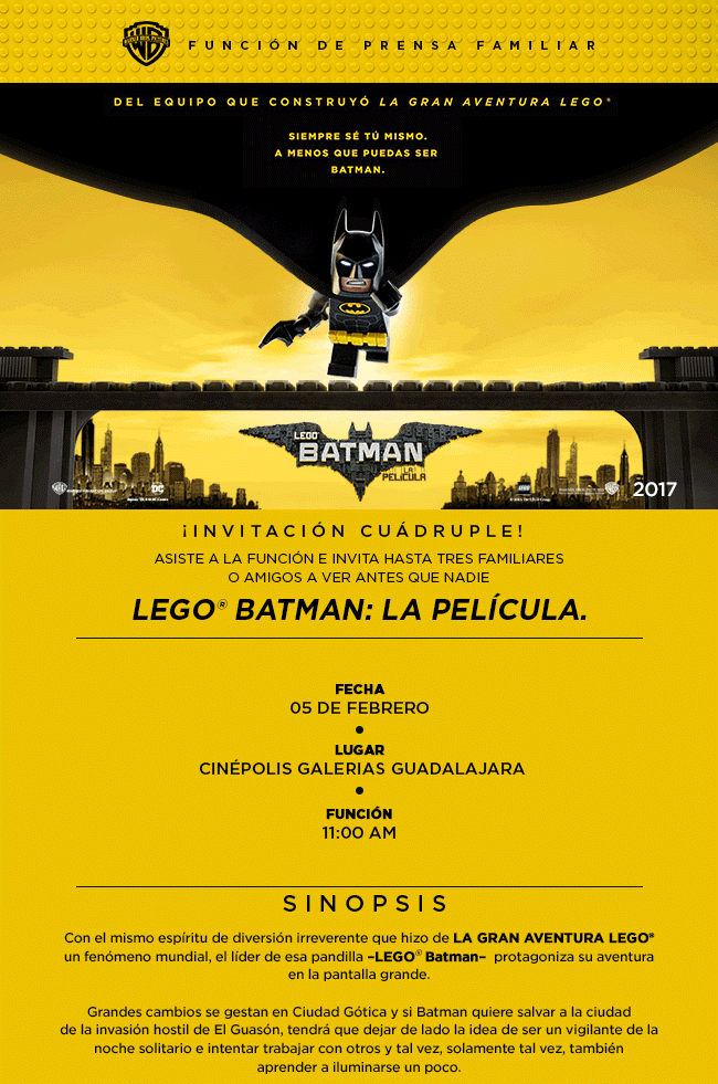 Gana boletos para la premier de LEGO Batman en GDL - Divergente